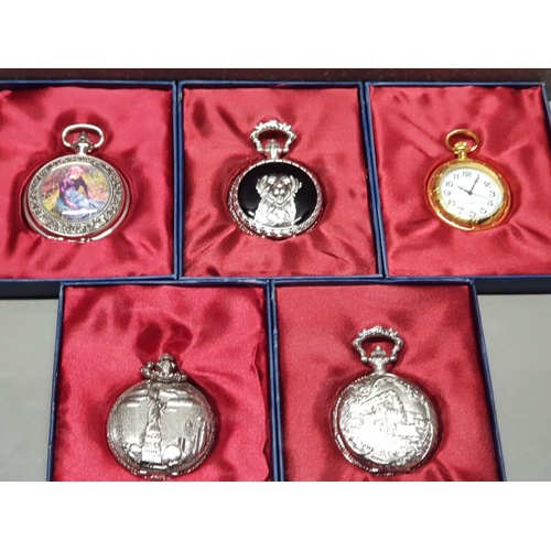 152 - 5 BOXED DECORATIVE COLLECTORS POCKET WATCHES