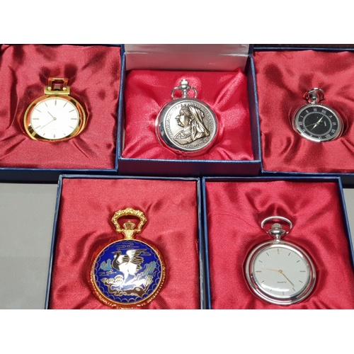 153 - 5 BOXED DECORATIVE COLLECTORS POCKET WATCHES