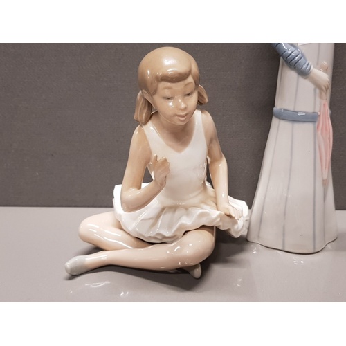 178 - NAO BY LLADRO SITTING BALLERINA GIRL WITH 1 OTHER SPANISH FIGURE