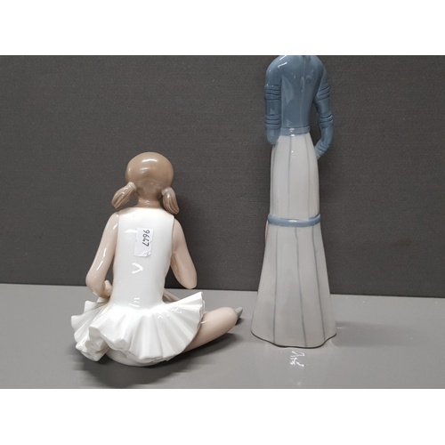 178 - NAO BY LLADRO SITTING BALLERINA GIRL WITH 1 OTHER SPANISH FIGURE