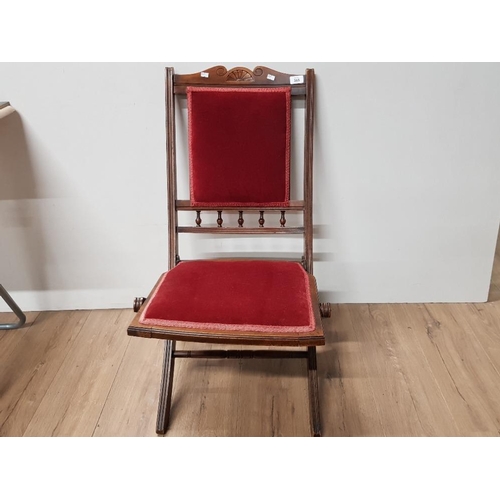 385 - EDWARDIAN MAHOGANY FOLDING CHAIR