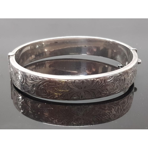 25 - HALLMARKED AND BOXED HALF ENGRAVED CUFF BRACELET