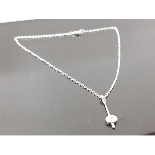 26 - SILVER AND CZ DROP PENDANT ON SILVER CHAIN