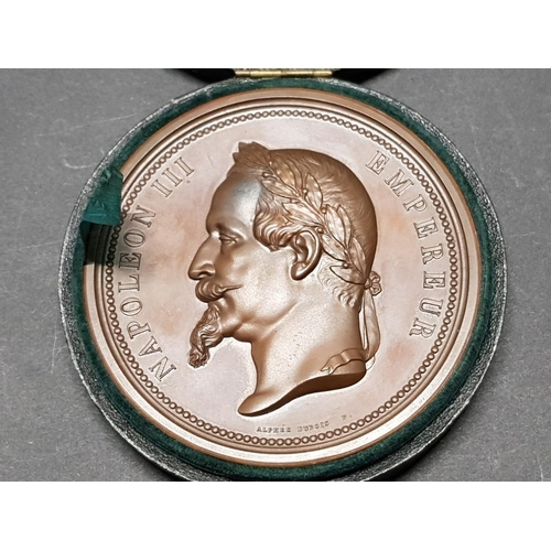 42 - NAPOLEON III FRANCE LARGE COPPER MEDAL FOR THE EXPOSITION INTERNATIONALE DE PECHE, BOULOGNE SUR MER ... 