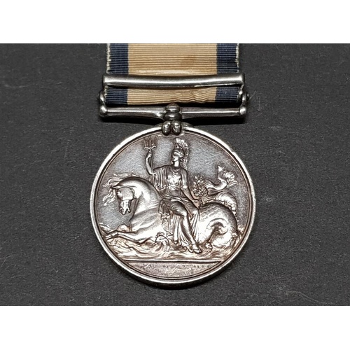 27 - VICTORIAN NAVAL GENERAL SERVICE MEDAL AWARDED TO JOHN SHERMAN, HE SERVED AS A COOPER ON H.M.S BELEPH... 