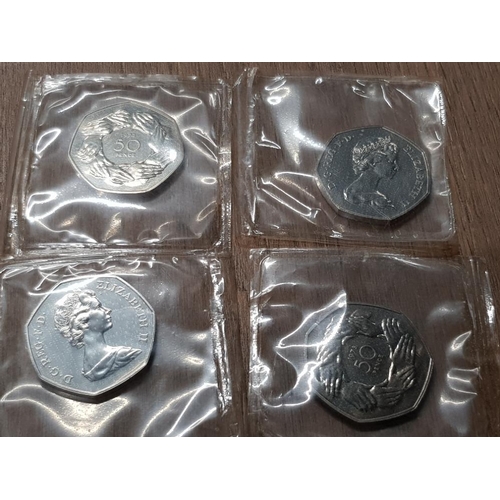 78 - 4 1973 BRITISH UNCIRCULATED 50 PENCE PIECES ACCESSION EEC PROOF