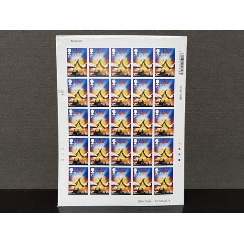 83 - SHEET OF 25 1ST CLASS STAMPS 2011 MUSICALS BLOOD BROTHERS WITHOUT PERFORATIONS SG 3146