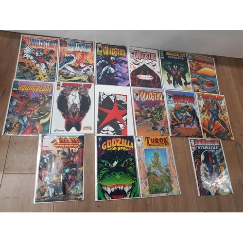 250 - 16 MISCELLANEOUS AMERICAN COMICS INCLUDES WILD STAR AND TEAM YOUNG BLOOD ALSO INCLUDES GODZILLA AND ... 