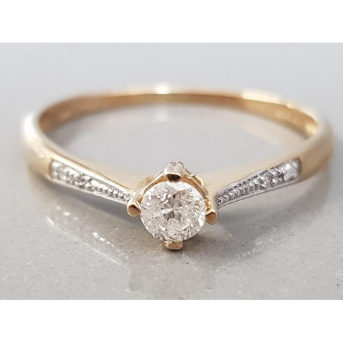 251 - 9CT YELLOW GOLD DIAMOND SOLITAIRE RING APX. 25CT 1.4G SIZE T1/2