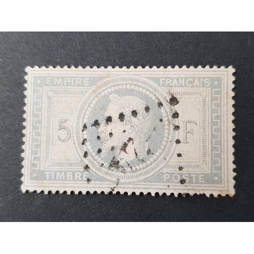 263 - 1869 5 FRANK LILAC NAPOLEON FRENCH STAMP CANCELLED BY NUMERAL 24 DOTTED POSTMARK, STAMP HAS A COUPLE... 