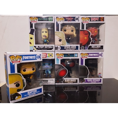 274 - 7 BOXED POP FIGURES INCLUDING HELLBOY SPIDER GWEN ETC