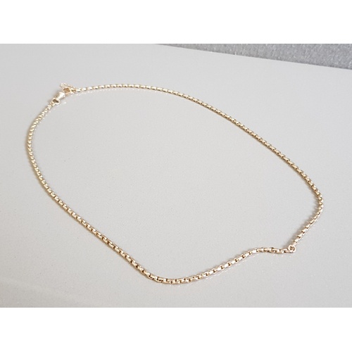 51 - 22INCH 9CT YELLOW GOLD SMALL LINK OVAL BELCHER LINK CHAIN WITH SWIVEL CATCH AND SAFETY CHAIN 11G