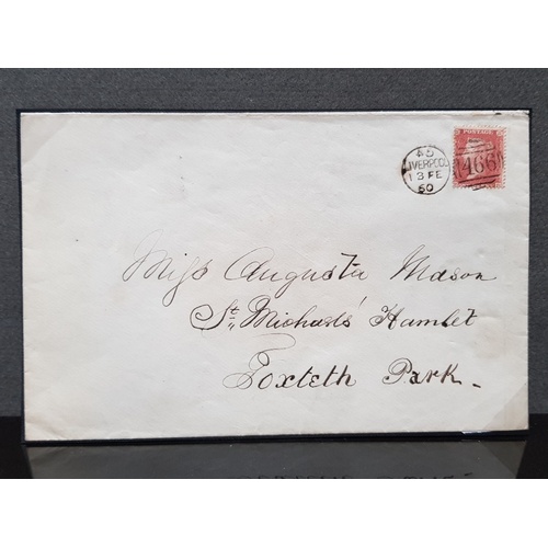 70 - VALENTINE CARD AND ENVELOPE SENT LOCALLY IN LIVERPOOL TO TOXTETH PARK BEARING A VICTORIAN 1D ROSE RE... 