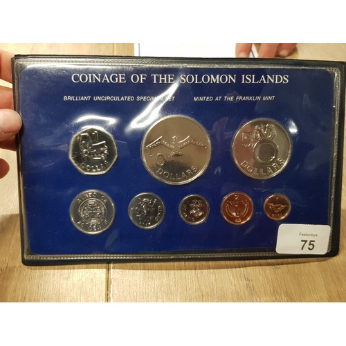 75 - ASSORTED OF UNCIRCULATED COINAGE INCLUDES COINAGE OF THE SOLOMON ISLANDS THE BANK OF ZAMBIA AND THE ... 