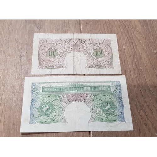 77 - 2 VINTAGE ENGLISH BANK NOTES INCLUDES £1 1955-60 AND A 10 SHILLING NOTE KO PEPPIATT 1948-1949