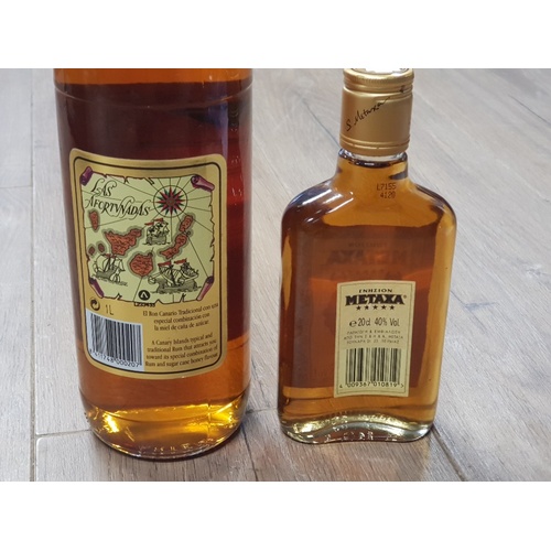 80 - A 1 LITRE BOTTLE OF ARTEMI  HONEY RUM TOGETHER WITH A 20CL BOTTLE OF METAXA BRANDY