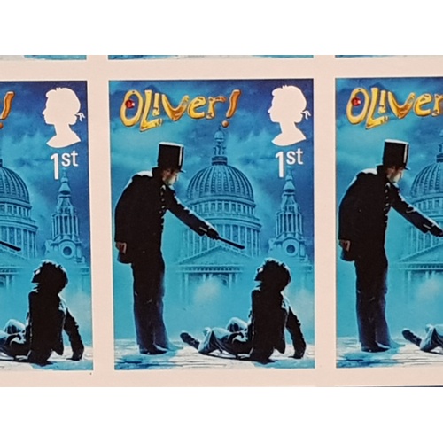 84 - SHEET OF 25 1ST CLASS STAMPS 2011 MUSICALS OLIVIER WITHOUT PERFORATIONS SG 3145