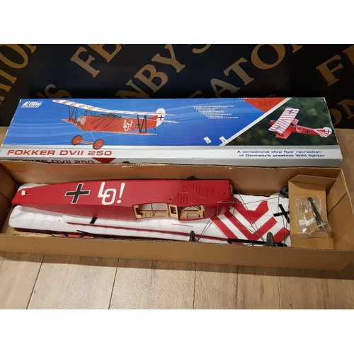 123 - BOXED E-FLITE FOKKER DVII 250 GERMAN FIGHTER PLANE