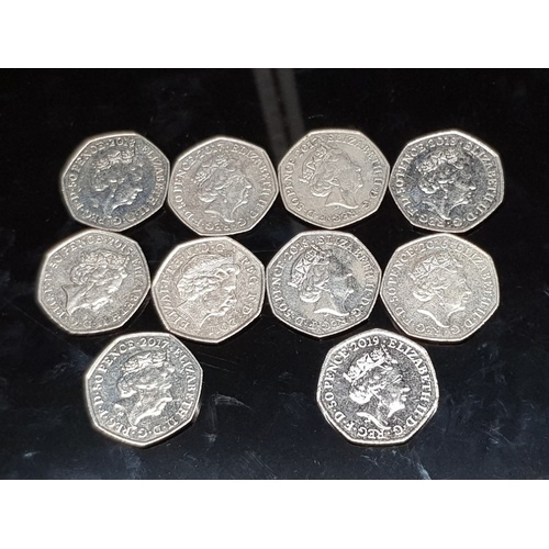 133 - 10 COLLECTABLE 50 PENCE PIECES INC 1918 REPRESENTATION OF THE PEOPLES ACT AND THE BATTLE OF BRITAIN ... 