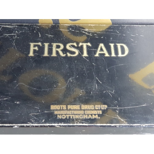 151 - VINTAGE TIN METAL BOOTS MANUFACTURING CHEMIST FIRST AID BOX