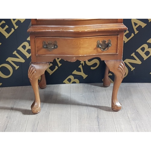 155 - REGENCY REPRODUCTION 4 DRAWER MAHOGANY HALL CHEST WITH SERPENTINE FRONT