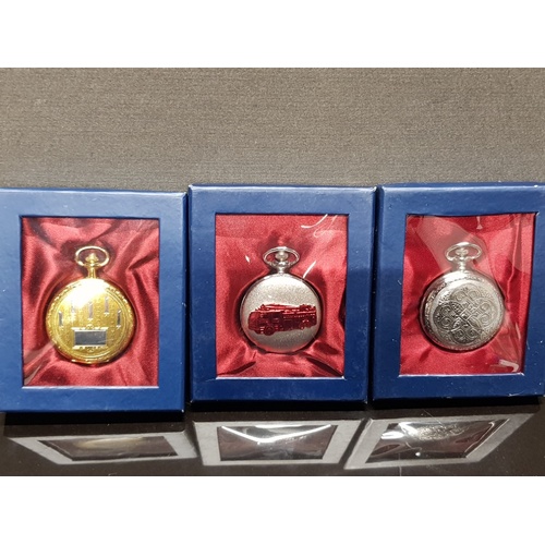 202 - 5 BOXED DECORATIVE COLLECTORS POCKET WATCHES