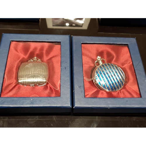 202 - 5 BOXED DECORATIVE COLLECTORS POCKET WATCHES