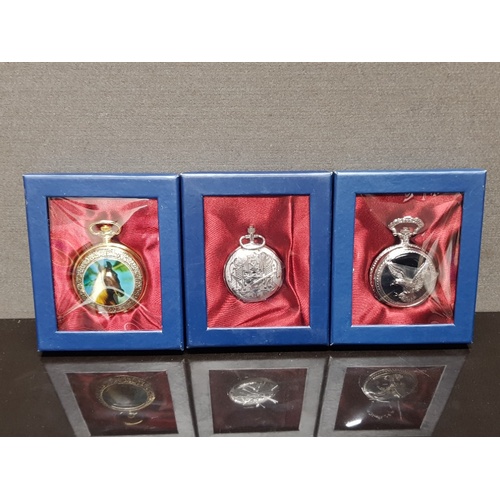 204 - 5 BOXED DECORATIVE COLLECTORS POCKET WATCHES