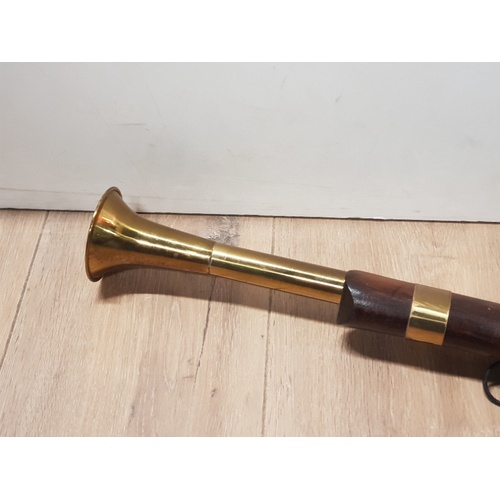 209 - A WOODEN BRASS ORNAMENTAL FLINT LOCK BLUNDERBUSS