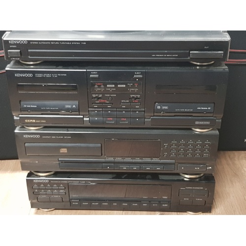 237 - KENWOOD STACKING SYSTEM WITH TURNTABLE AND A PAIR OF KENWOOD SPEAKERS