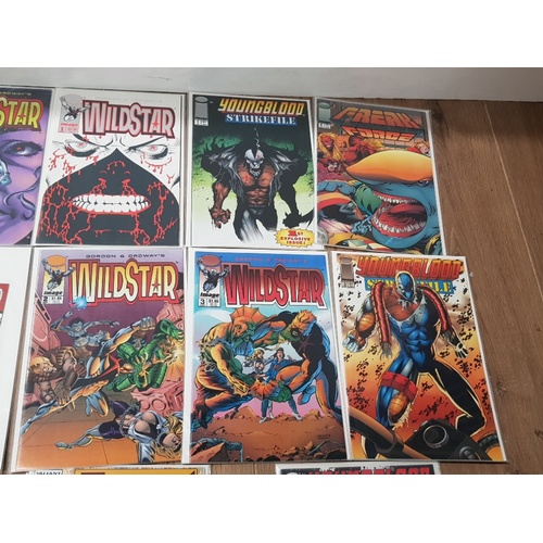 250 - 16 MISCELLANEOUS AMERICAN COMICS INCLUDES WILD STAR AND TEAM YOUNG BLOOD ALSO INCLUDES GODZILLA AND ... 