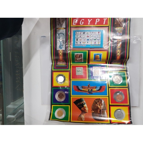 286 - 2 EGYPTIAN SOUVENIR COIN AND STAMP SETS