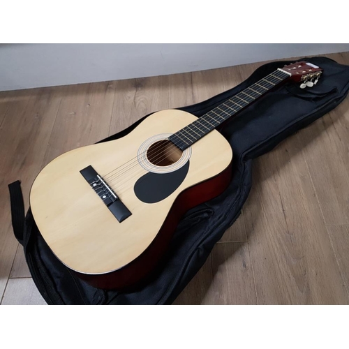 361 - BURSWOOD ACOUSTIC GUITAR WITH CARRY BAG