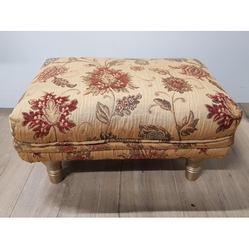 362 - GOLD FLORAL FOOTSTOOL TURNED WITH GILT LEGS