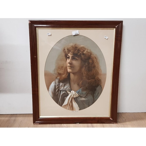 375 - VINTAGE PRINT OF GRACE DARLING IN MAHOGANY AND GILT FRAME 25 INCH X 21 INCH