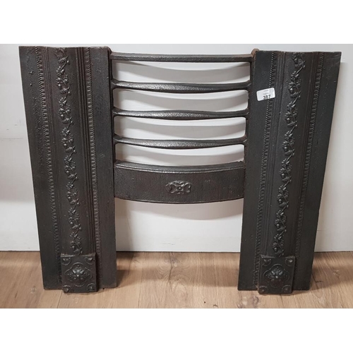 387 - CAST IRON FIRE FRONT GRATE 67CM X 58CM