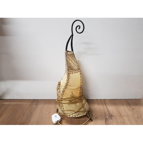 330 - 1950S WIRE AND HIDE TRIBAL TABLE LAMP