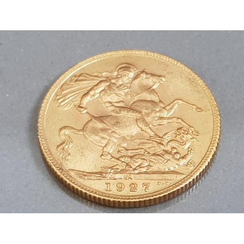 1 - 22CT GOLD 1927 FULL SOVEREIGN COIN