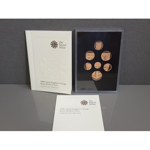 101 - GOLD COINS 2008 UK ROYAL SHIELD OF ARMS 22CT GOLD PROOF COLLECTION OF SEVEN COINS WITH CERTIFICATE O... 