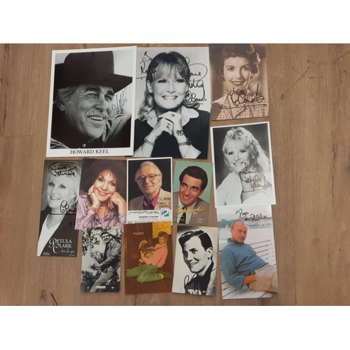 111 - 12 AUTOGRAPHS ON SIGNED POSTCARDS AND 2 SLIGHTLY LARGER PIECES, INCLUDES HUMPHREY