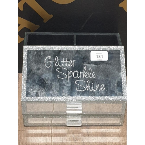 181 - MODERN MIRROR AND GLITTER EFFECT JEWELLERY BOX