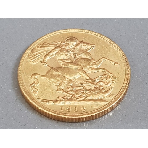 2 - 22CT GOLD 1912 FULL SOVEREIGN COIN