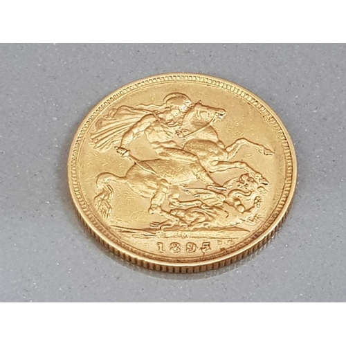 20 - 22CT GOLD 1895 FULL SOVEREIGN COIN