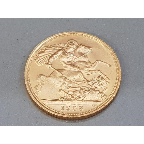 202 - 22CT GOLD 1958 FULL SOVEREIGN COIN