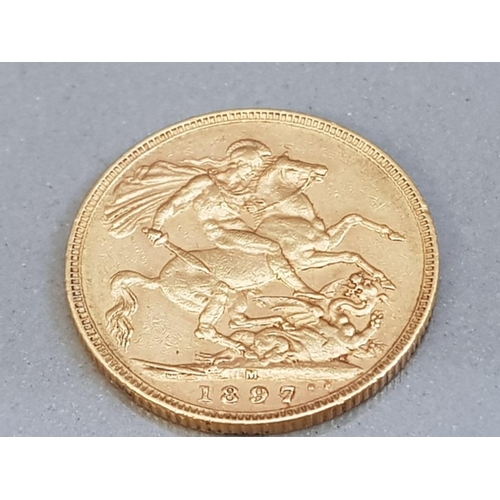 203 - 22CT GOLD 1879 FULL SOVEREIGN COIN