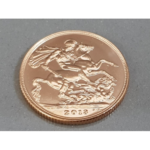 21 - 22CT GOLD 2013 FULL SOVEREIGN COIN