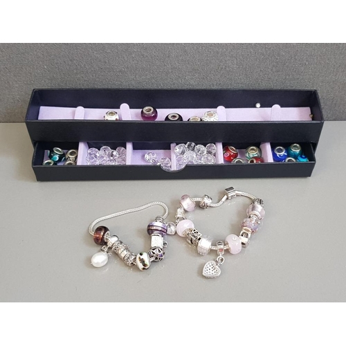 210 - BOXED RHONA SUTTON SILVER 925 BRACELETS AND SPARE BEADS