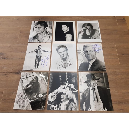 23 - HOLLYWOOD ACTORS SIGNED AUTOGRAPHS INCLUDING JOHN TRAVOLTA CHARLES BRONSON DONALD SUTHERLAND AND MOR... 