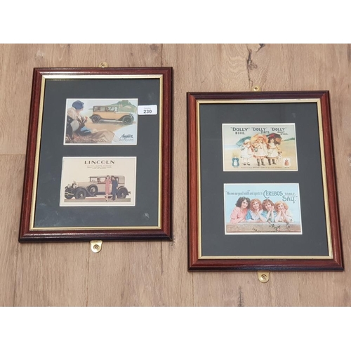 230 - 4 X FRAMED POSTCARDS