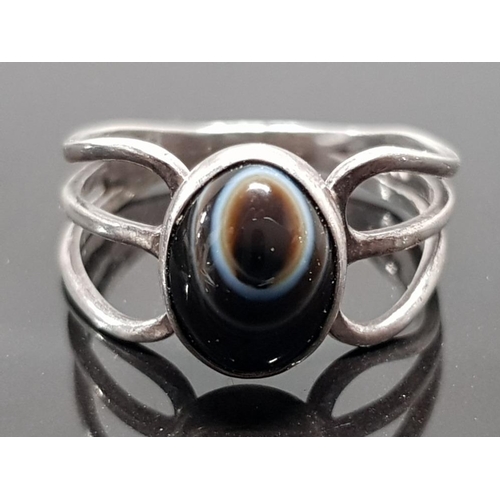 241 - SILVER AND ONYX RING 2.7G GROSS WEIGHT SIZE Q